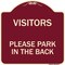 Signmission Visitors Please Park in the Back Heavy-Gauge Aluminum Architectural Sign, 18" x 18", BU-1818-22719 A-DES-BU-1818-22719 - alternate 1